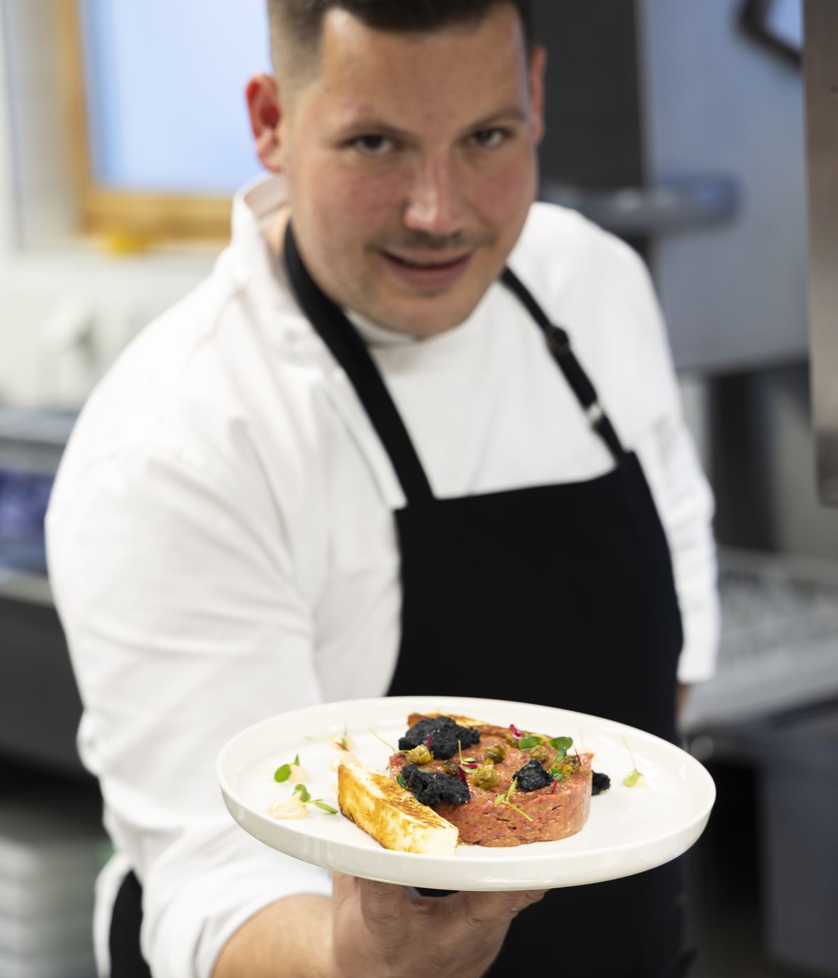 Head chef David Arellano in the kitchen at Alegría