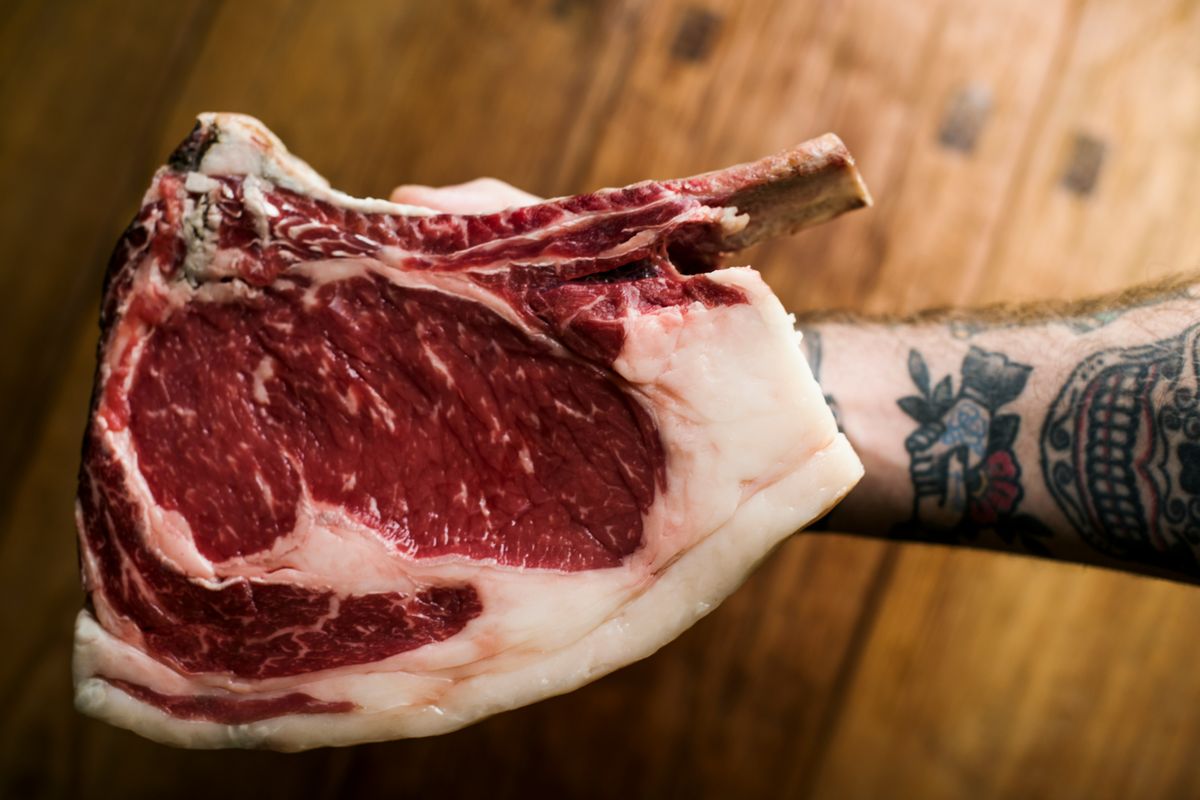 Beef rib chop on the bone